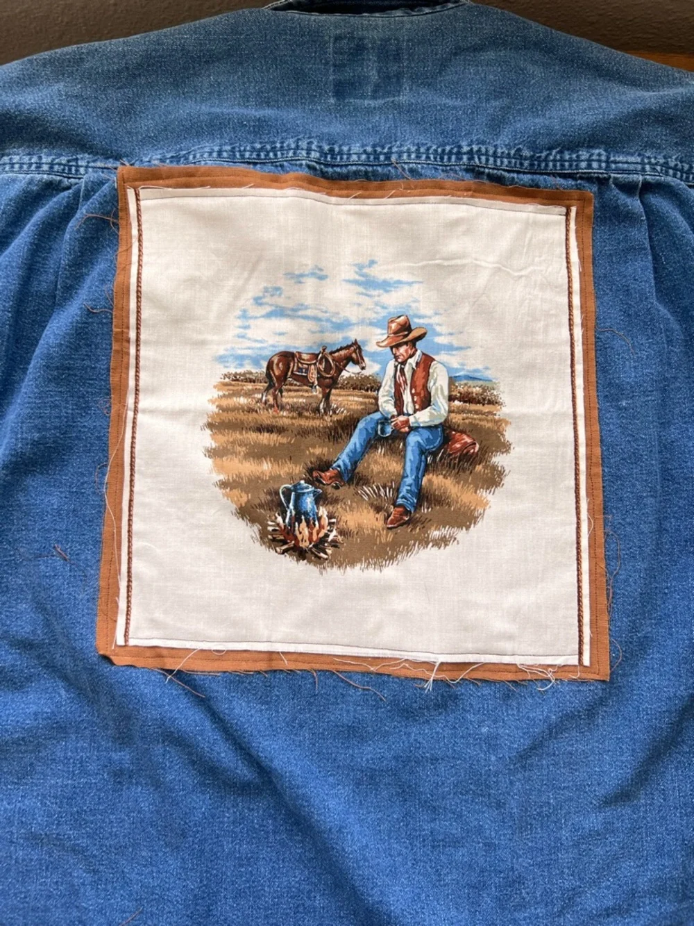 Vintage Levi handmade upcycled western cowboy patchwork button down XL - Picture 4 of 7